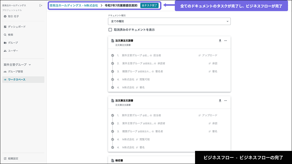 ドキュメントの完了