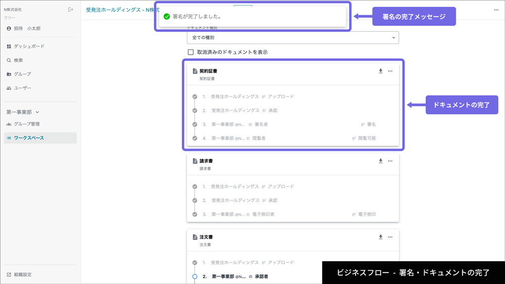 署名完了画面