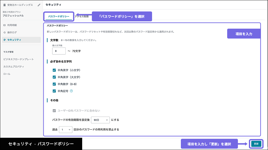 セキュリティ - パスワードポリシー