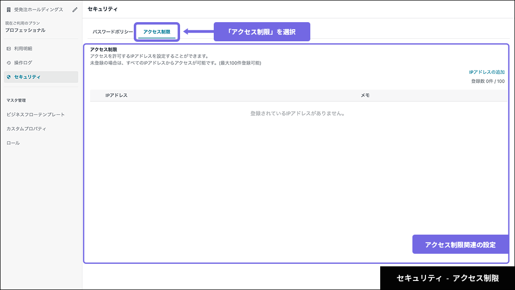 セキュリティ - アクセス制限