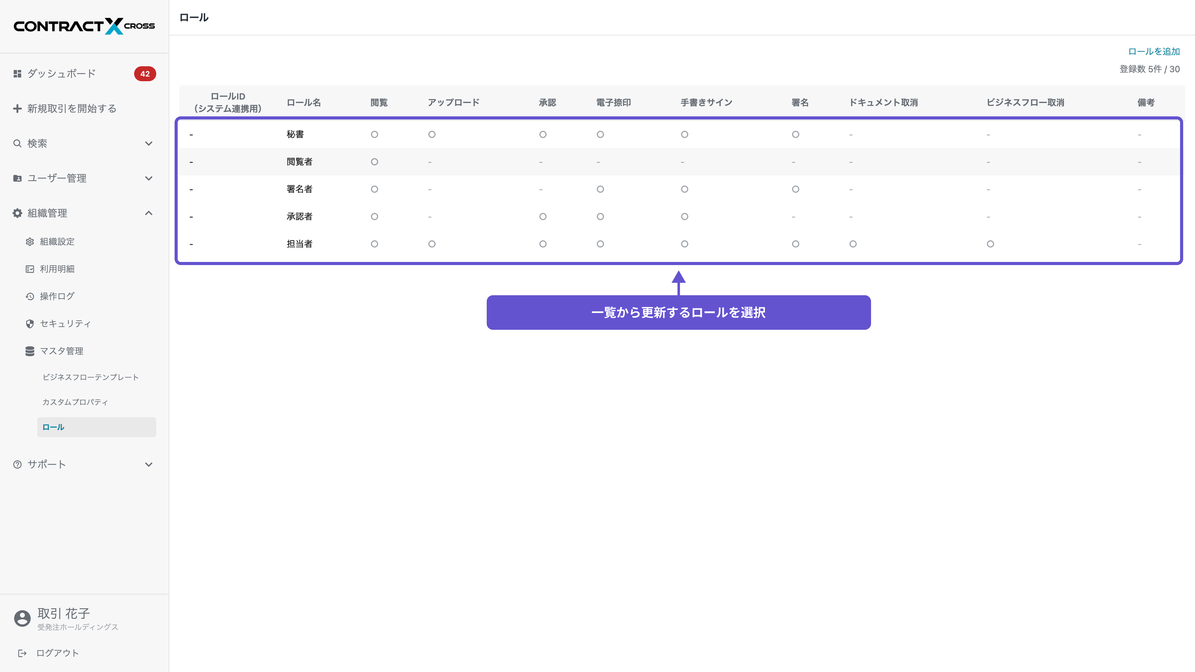 ロール - ロールの更新 / 削除
